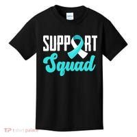 Funny Support Squad Teal White Ribbon Cervical Cancer Awareness Kids T-Shirt thumb 0