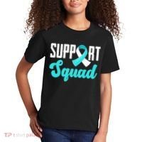 Funny Support Squad Teal White Ribbon Cervical Cancer Awareness Kids T-Shirt thumb 2