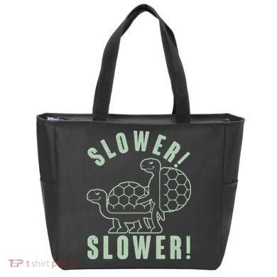 Funny Slower Slower Two Turtles Tote Bag
