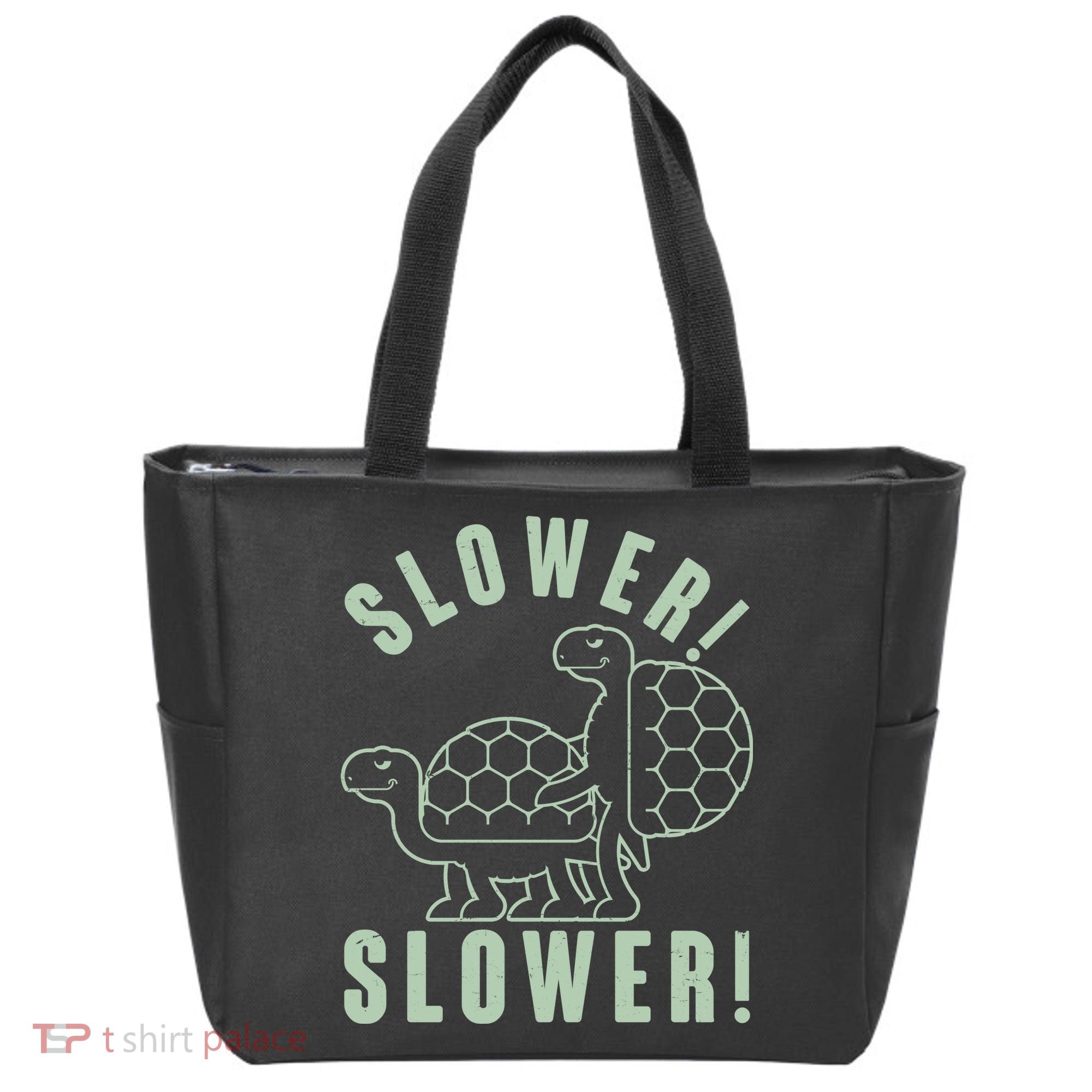 Funny Slower Slower Two Turtles Tote Bag