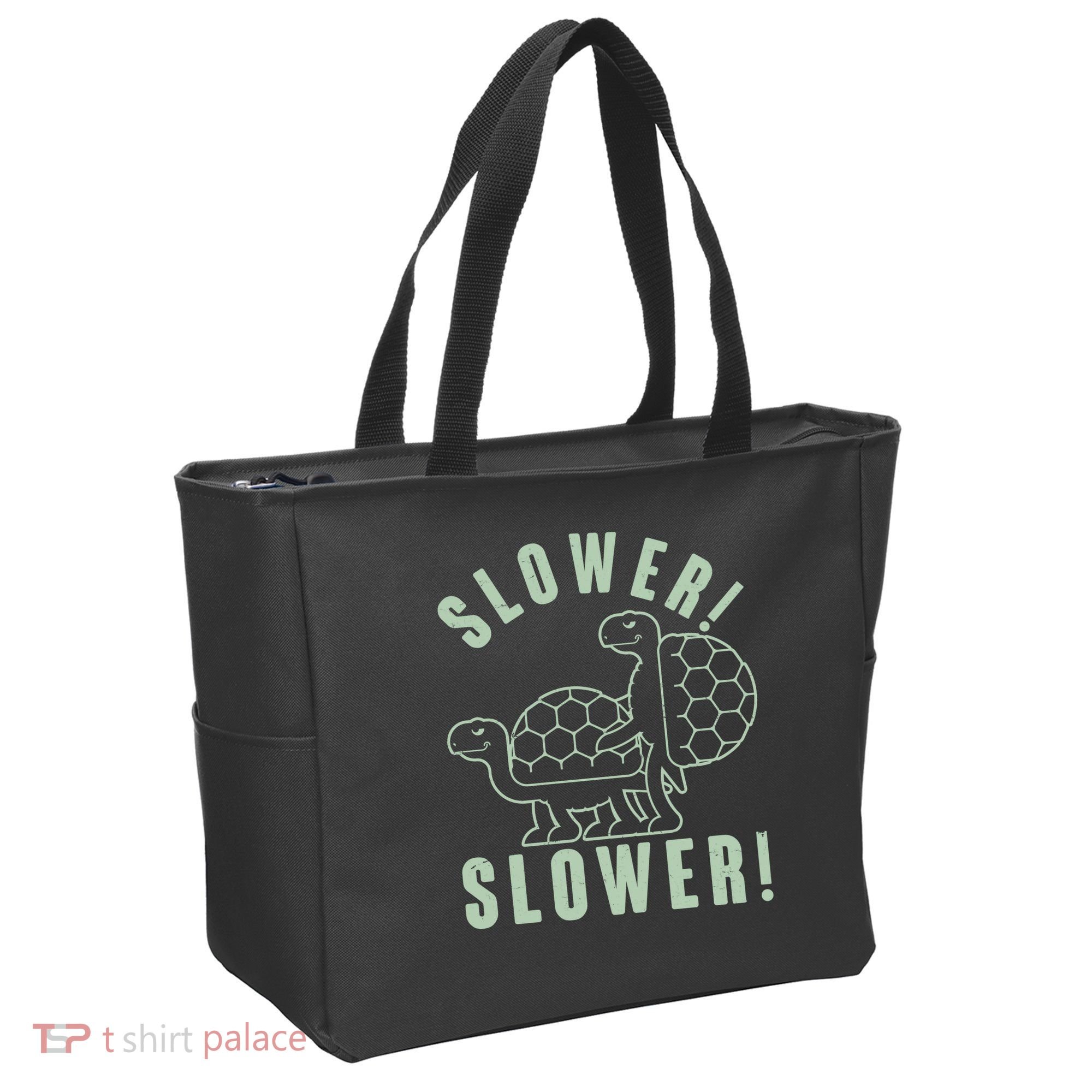 Funny Slower Slower Two Turtles Tote Bag