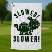 Funny Slower Slower Two Turtles Golf Towel thumb 1