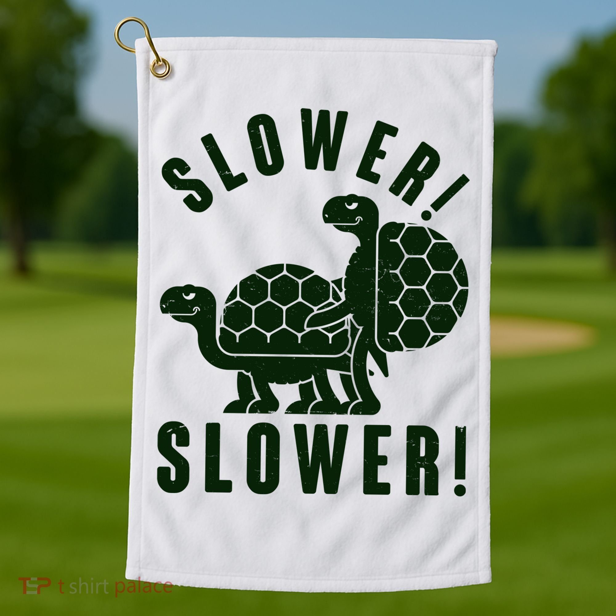 Funny Slower Slower Two Turtles Golf Towel