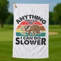 Funny Sleep Sloth Anything You Can Do Women Gift Golf Towel thumb 1