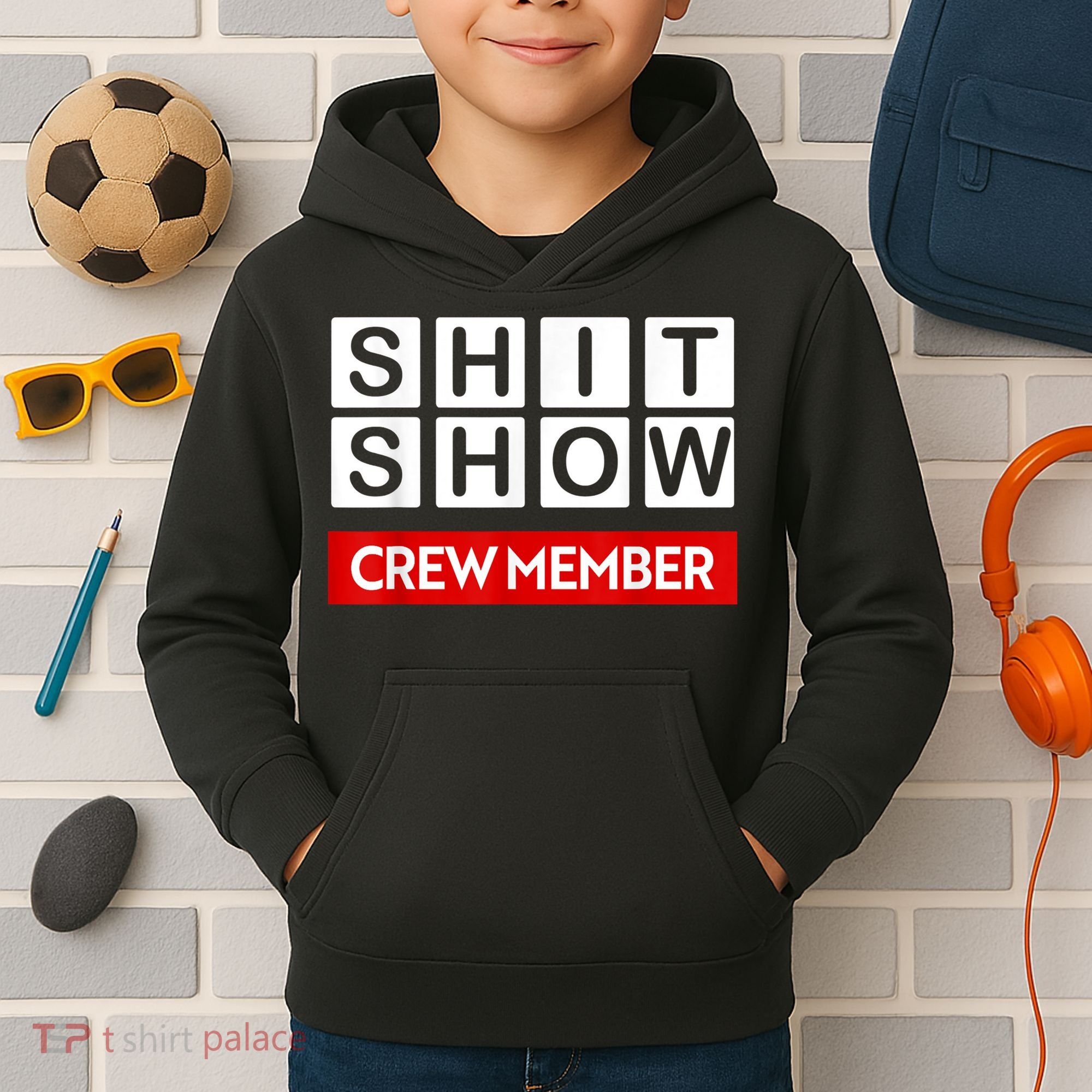 Funny Shit Show Crew Member Kids Hoodie