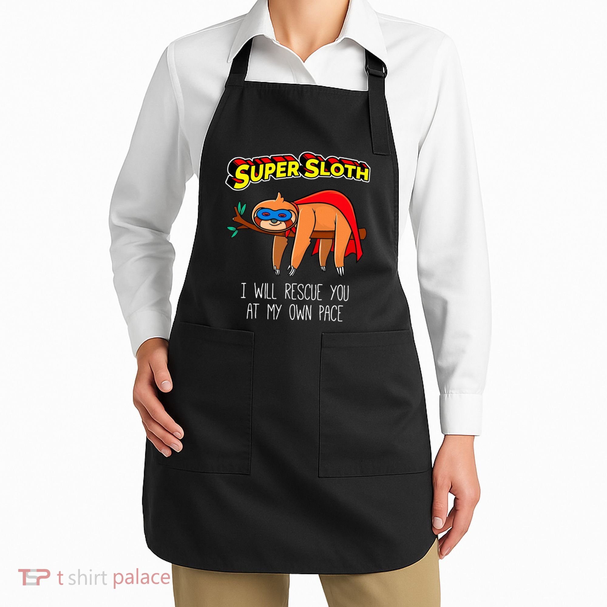 Funny Sloth Superhero Super Sloth Hero Gift Apron