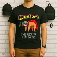 Funny Sloth Superhero Super Sloth Hero Gift T-Shirt thumb 6