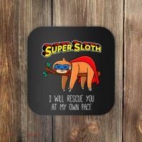 Funny Sloth Superhero Super Sloth Hero Gift Coaster thumb 0