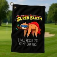 Funny Sloth Superhero Super Sloth Hero Gift Golf Towel thumb 1