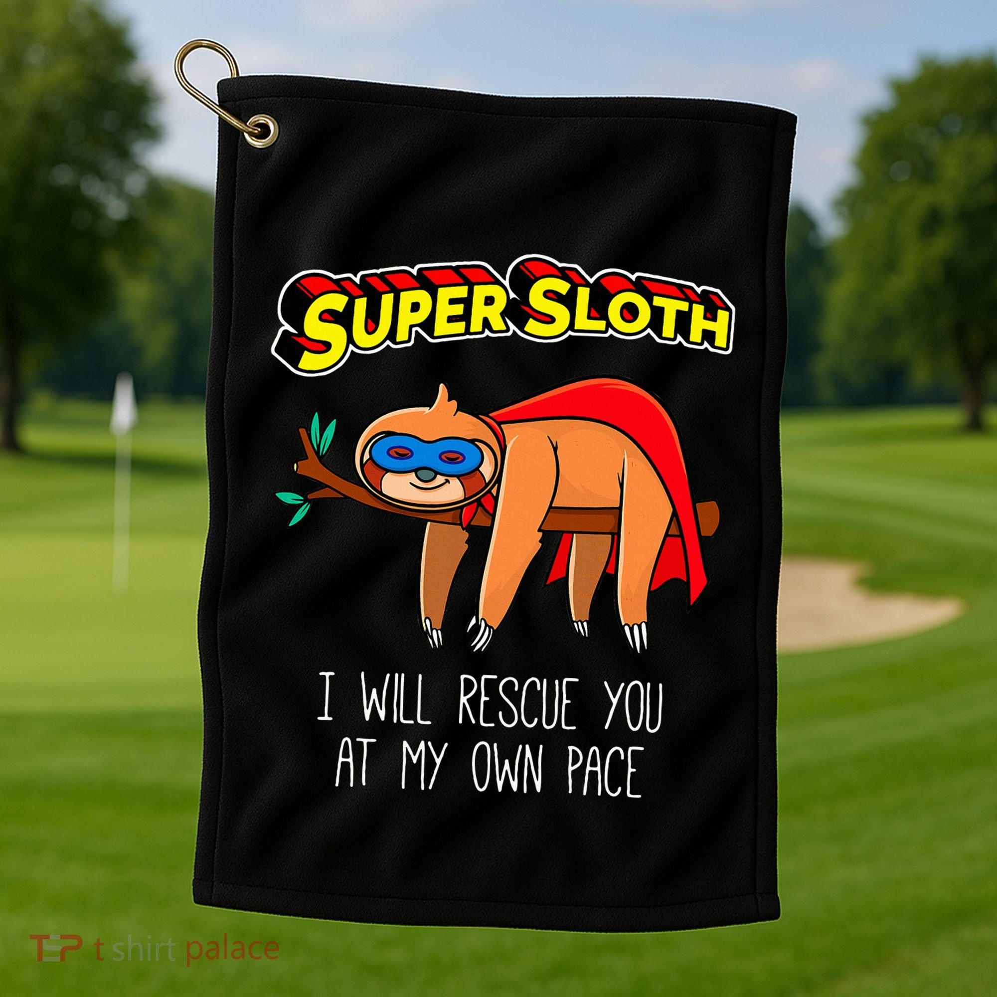 Funny Sloth Superhero Super Sloth Hero Gift Golf Towel