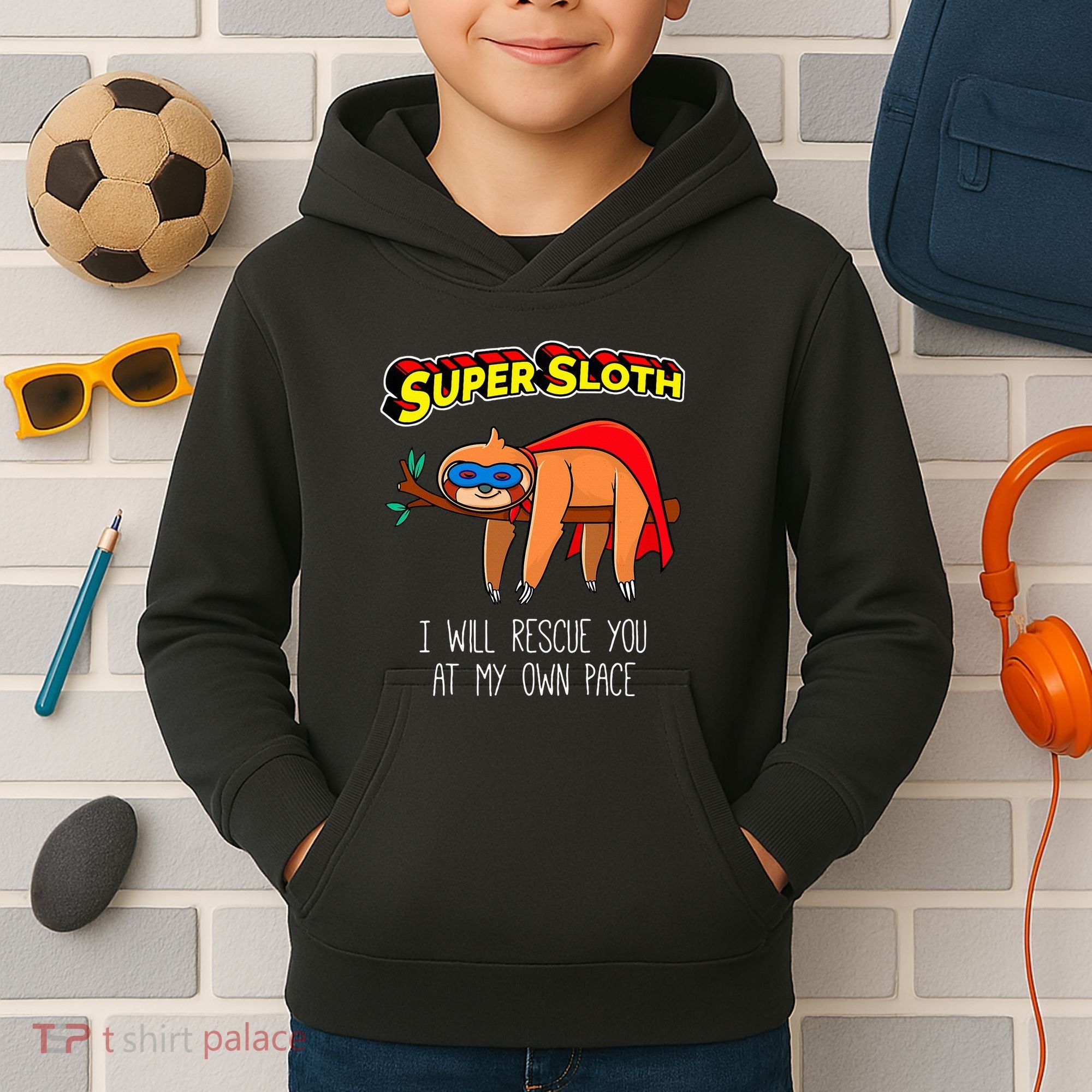 Funny Sloth Superhero Super Sloth Hero Gift Kids Hoodie