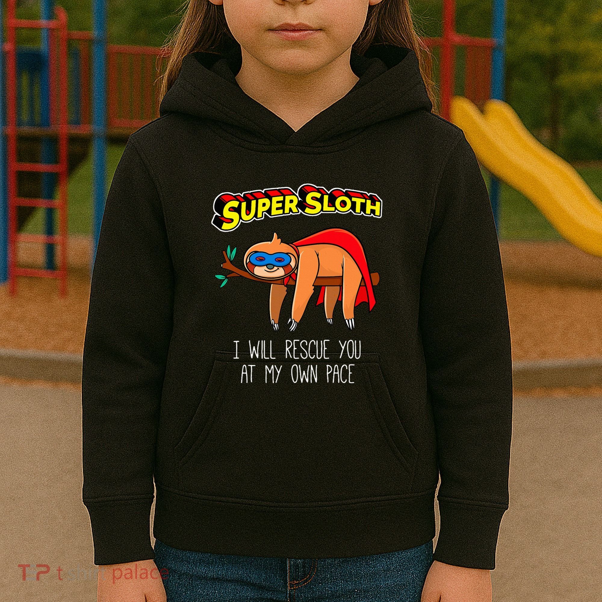 Funny Sloth Superhero Super Sloth Hero Gift Kids Hoodie