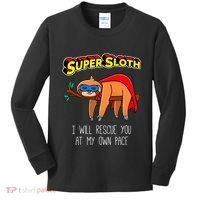 Funny Sloth Superhero Super Sloth Hero Gift Kids Long Sleeve Shirt thumb 0