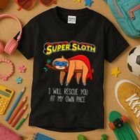 Funny Sloth Superhero Super Sloth Hero Gift Kids T-Shirt thumb 3