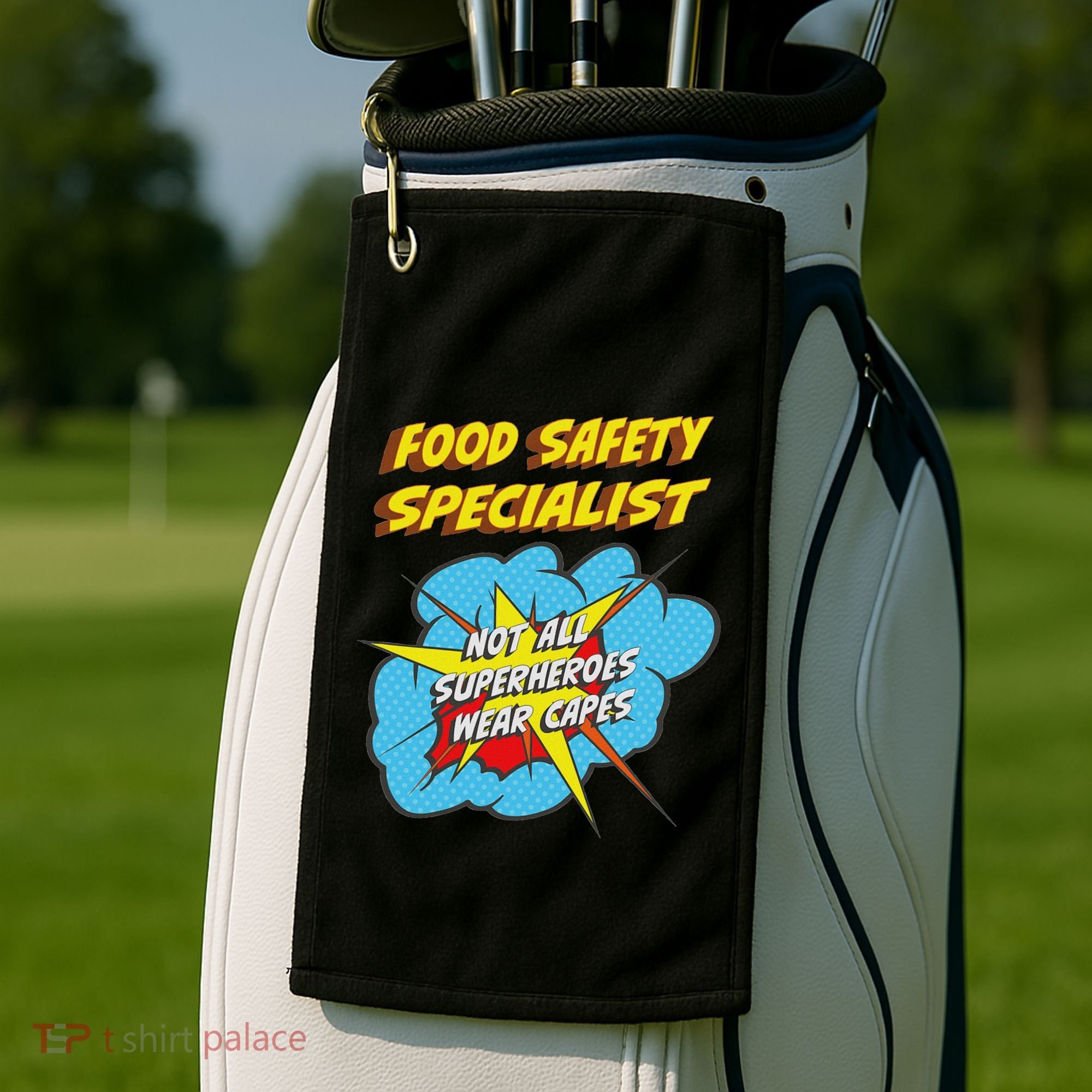 Food Safety Specialist Funny Superhero Job Golf Towel