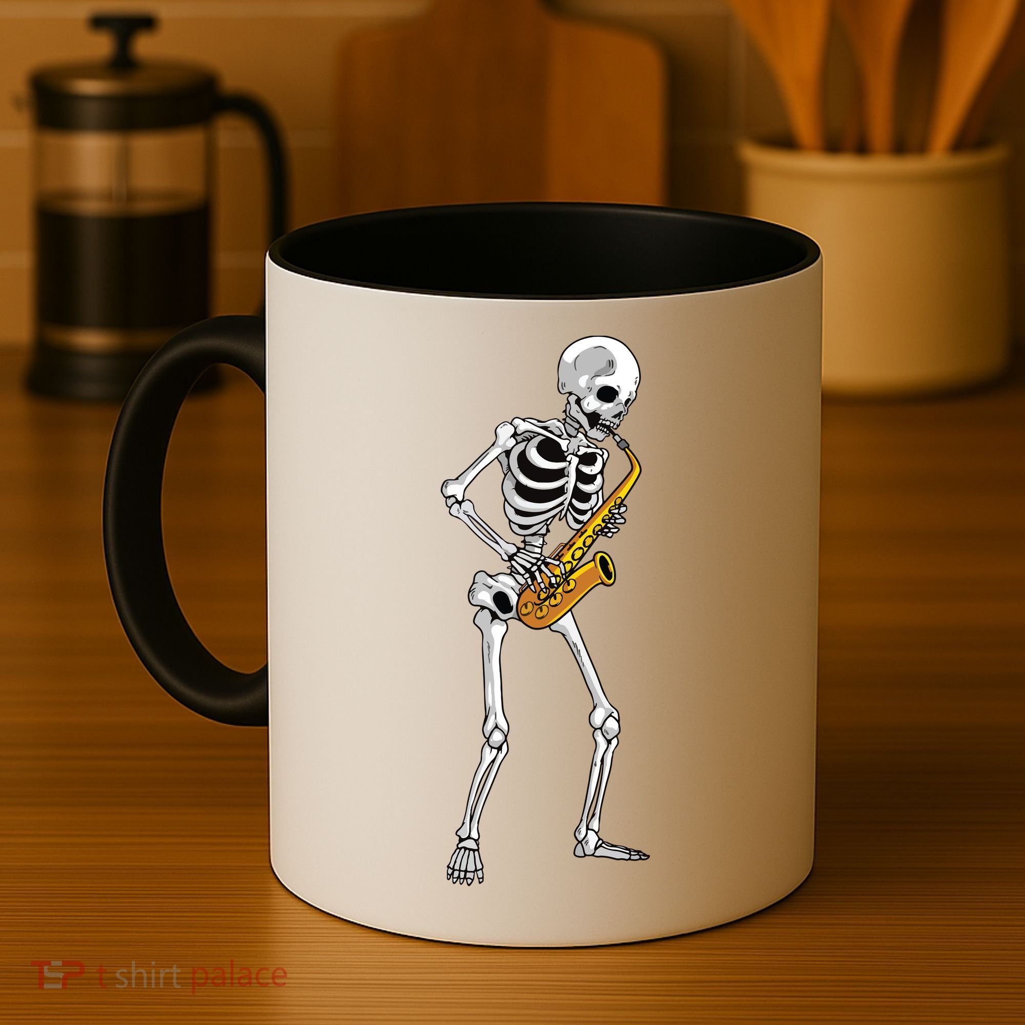 Funny Saxophone Skeleton For Men Women Saxophone Player Sax Coffee Mug