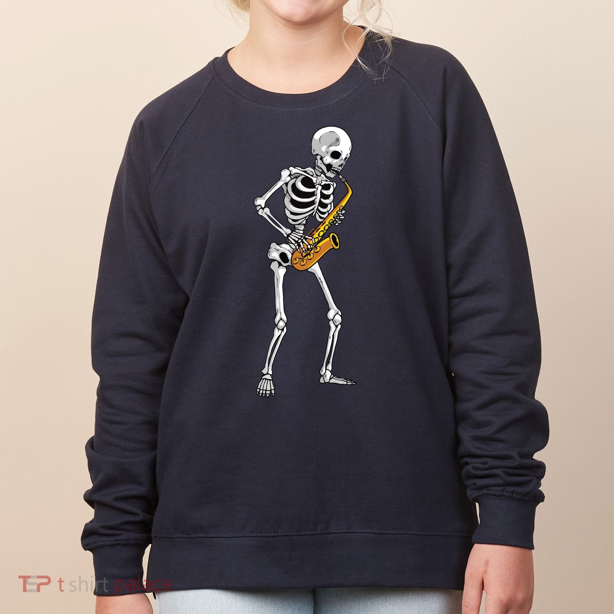 Funny Saxophone Skeleton For Men Women Saxophone Player Sax Women's Sweatshirt