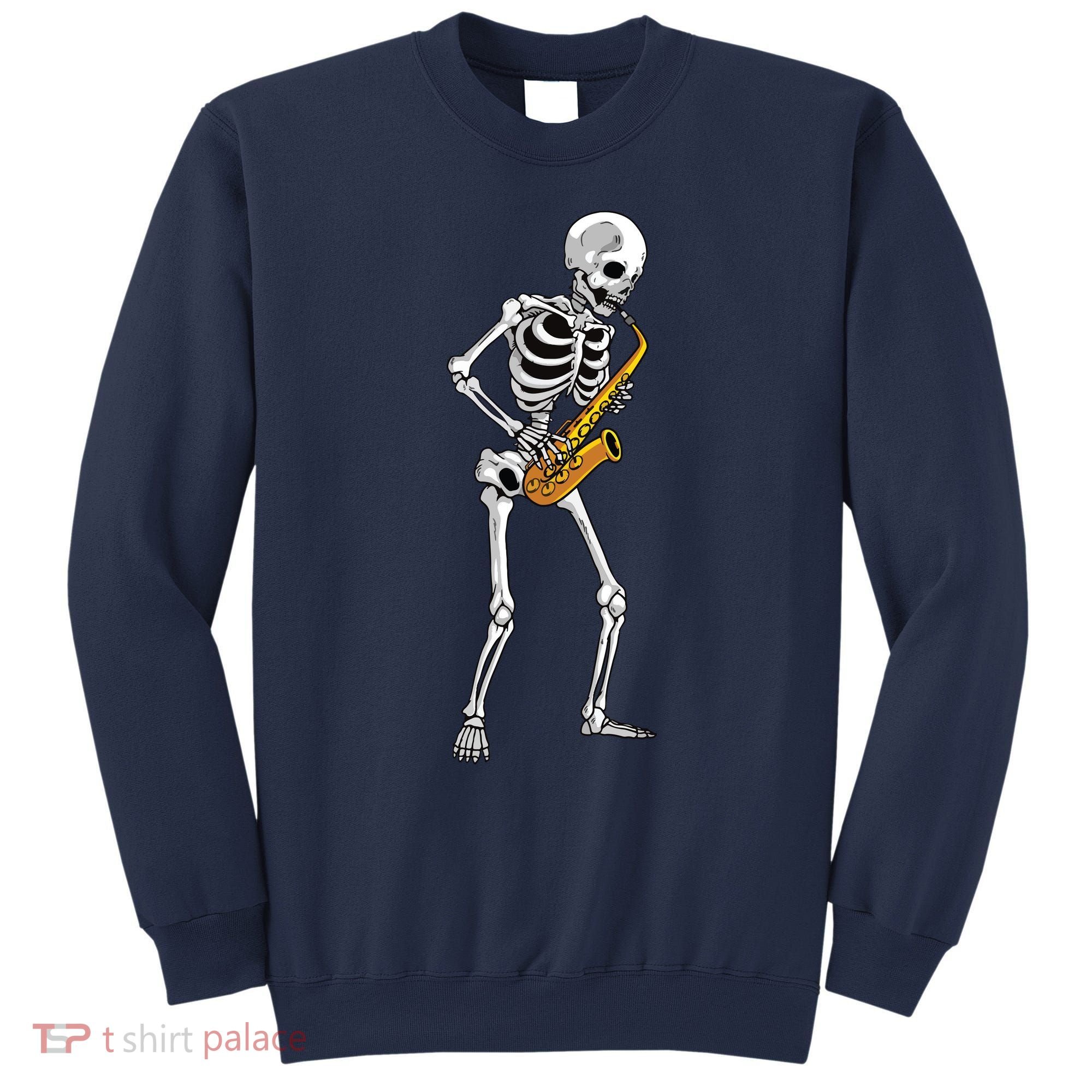 Funny Saxophone Skeleton For Men Women Saxophone Player Sax Sweatshirt