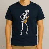 Funny Saxophone Skeleton For Men Women Saxophone Player Sax T-Shirt thumb 3