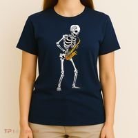 Funny Saxophone Skeleton For Men Women Saxophone Player Sax T-Shirt thumb 4