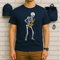 Funny Saxophone Skeleton For Men Women Saxophone Player Sax T-Shirt thumb 6