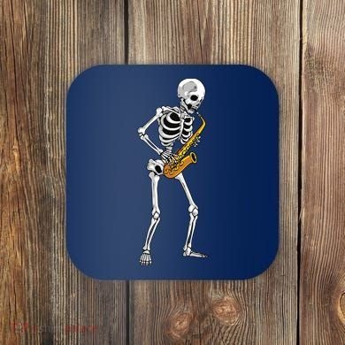 Funny Saxophone Skeleton For Men Women Saxophone Player Sax Coaster