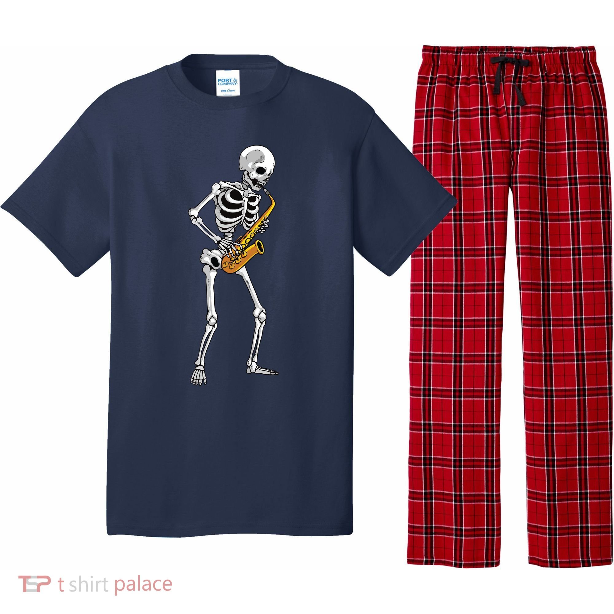 Funny Saxophone Skeleton For Men Women Saxophone Player Sax Pajama Set