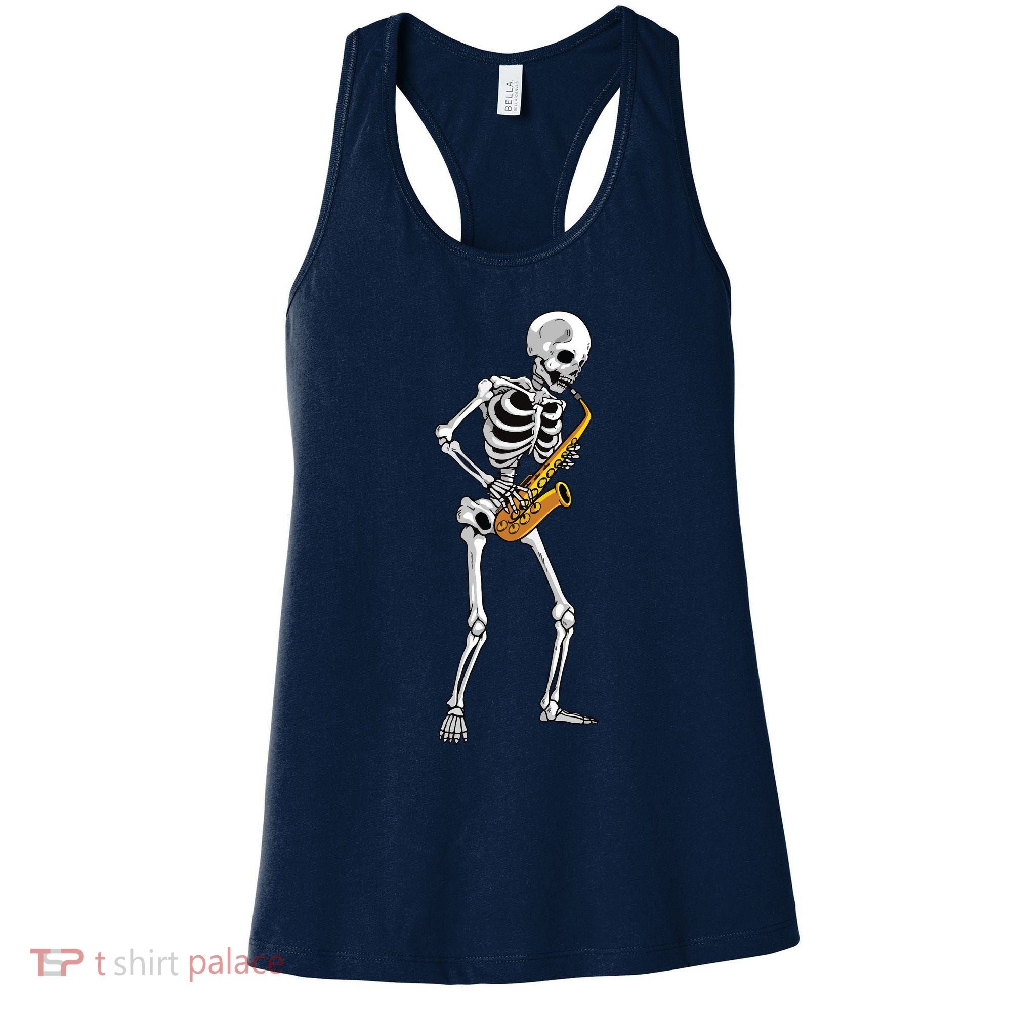 Funny Saxophone Skeleton For Men Women Saxophone Player Sax Women's Tank Top