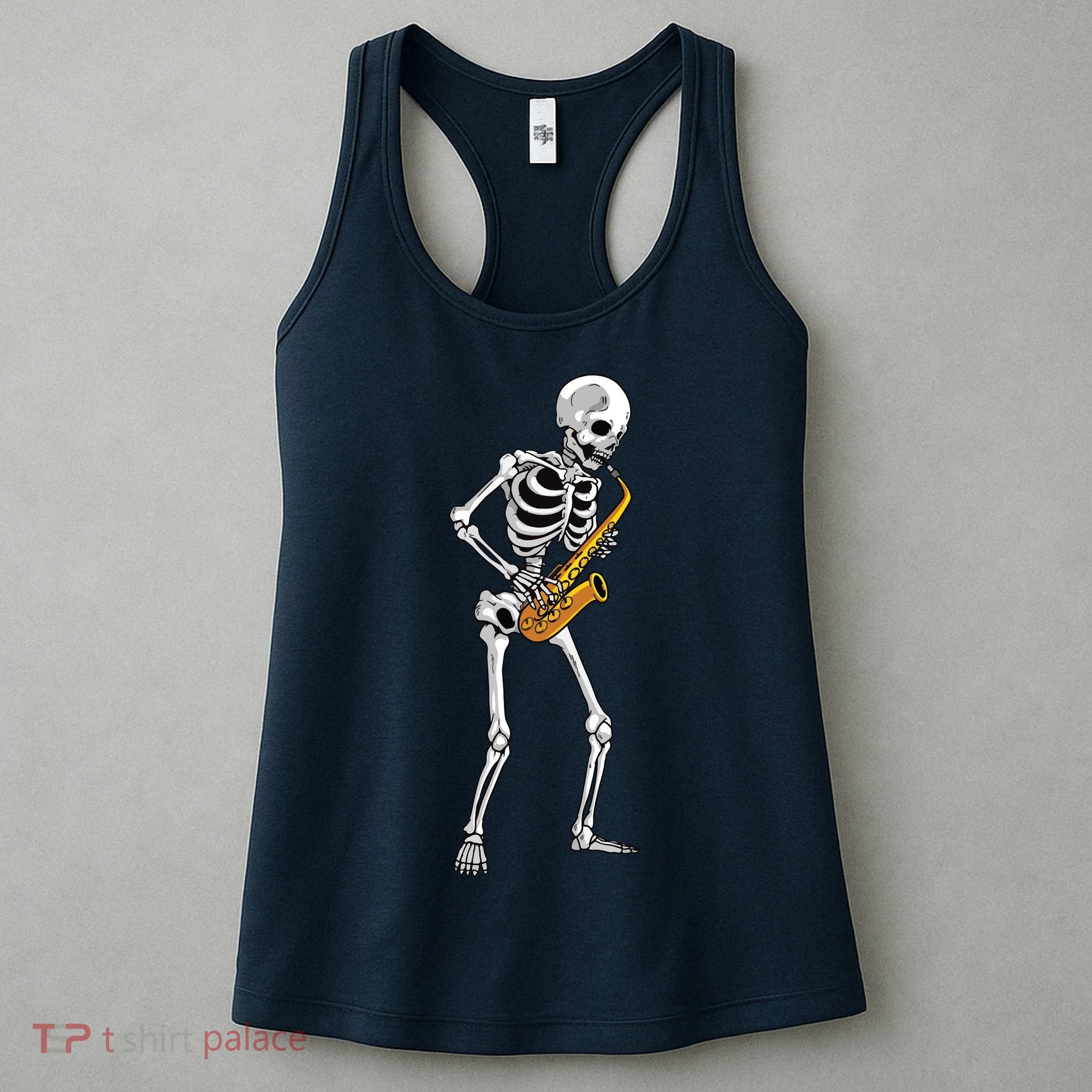 Funny Saxophone Skeleton For Men Women Saxophone Player Sax Women's Tank Top