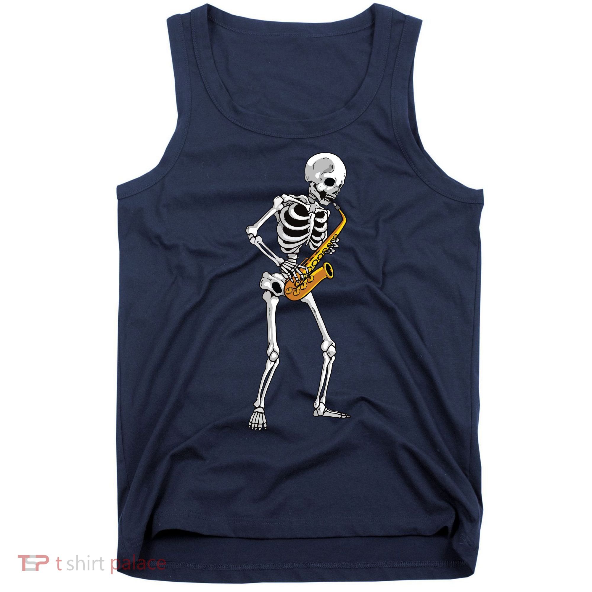 Funny Saxophone Skeleton For Men Women Saxophone Player Sax Tank Top