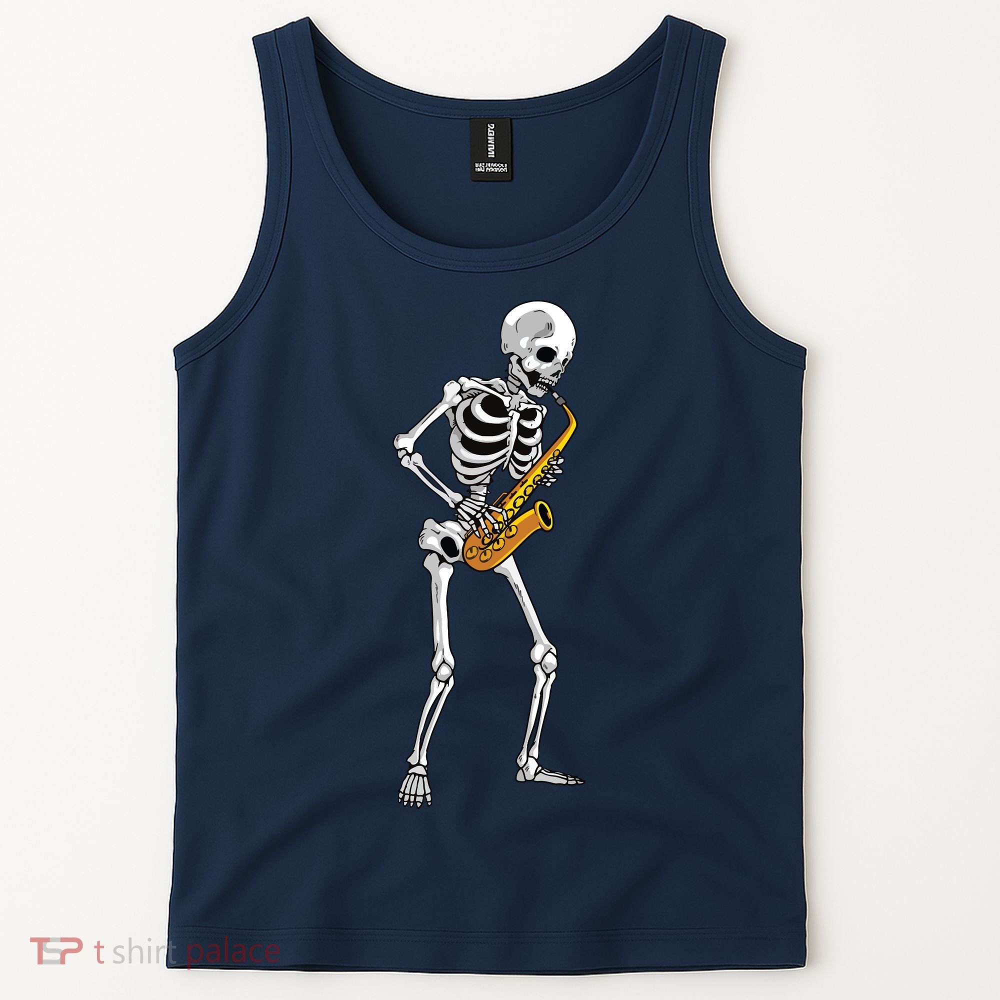 Funny Saxophone Skeleton For Men Women Saxophone Player Sax Tank Top
