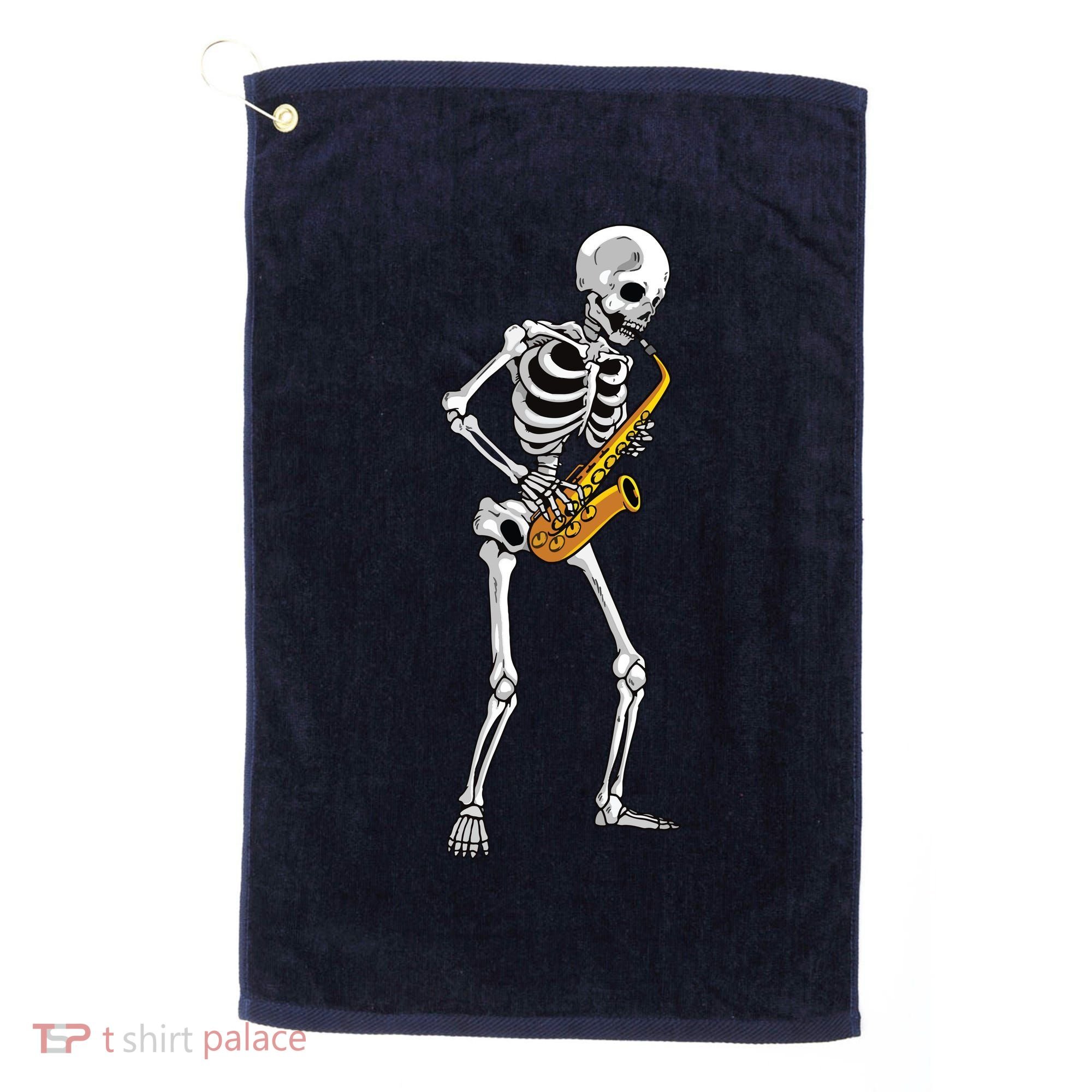 Funny Saxophone Skeleton For Men Women Saxophone Player Sax Golf Towel