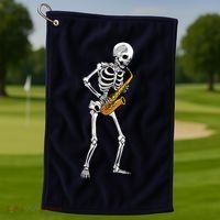 Funny Saxophone Skeleton For Men Women Saxophone Player Sax Golf Towel thumb 1