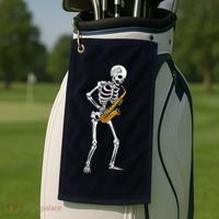 Funny Saxophone Skeleton For Men Women Saxophone Player Sax Golf Towel thumb 2