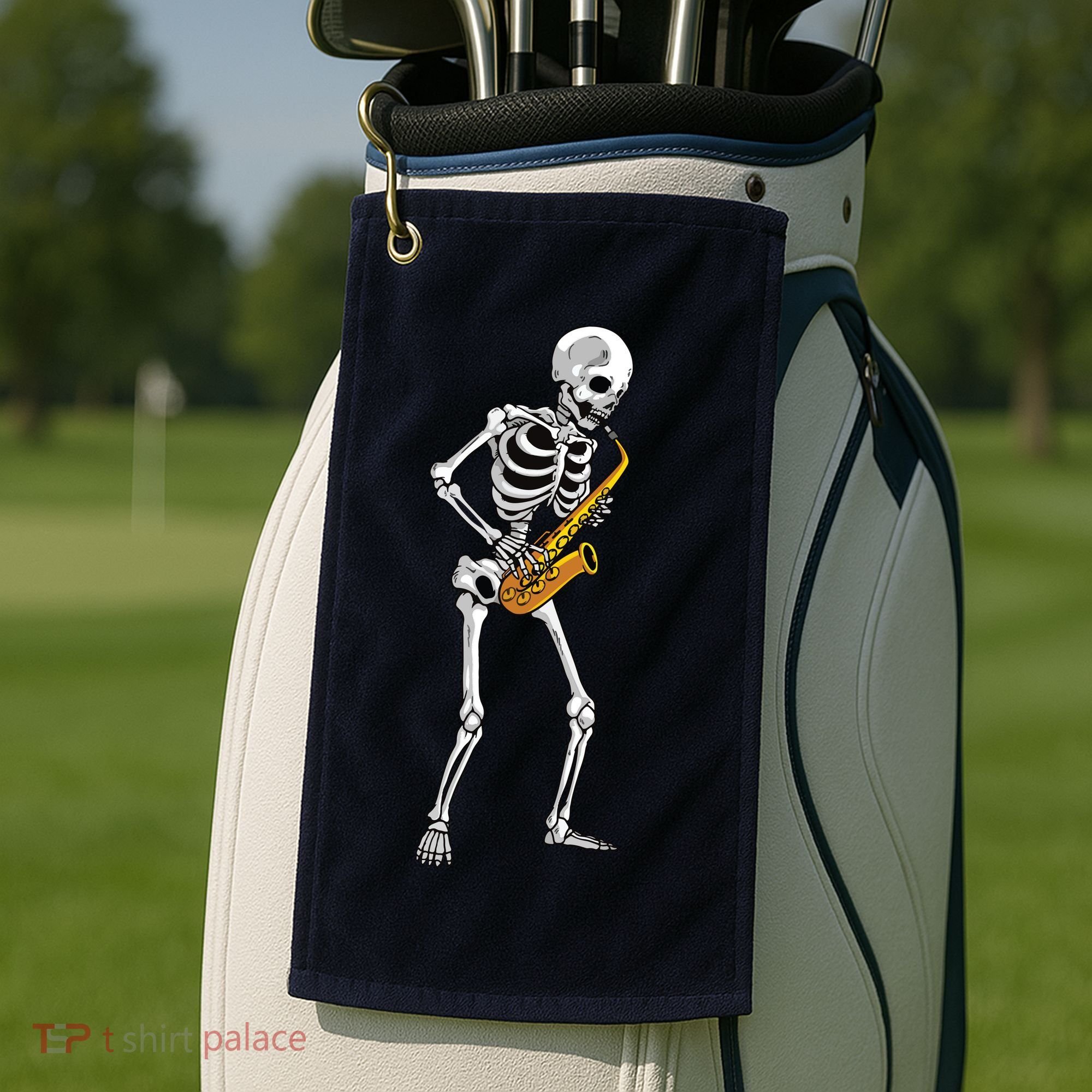 Funny Saxophone Skeleton For Men Women Saxophone Player Sax Golf Towel