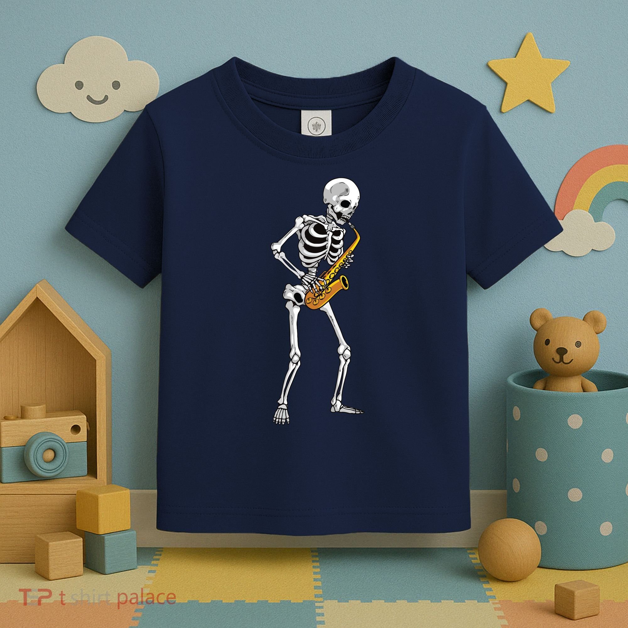 Funny Saxophone Skeleton For Men Women Saxophone Player Sax Toddler T-Shirt