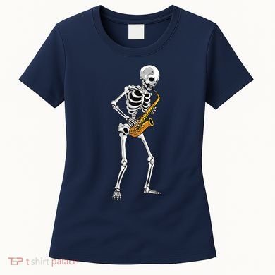 Funny Saxophone Skeleton For Men Women Saxophone Player Sax Women's T-Shirt