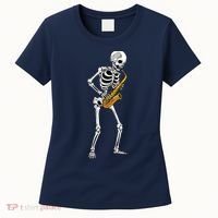 Funny Saxophone Skeleton For Men Women Saxophone Player Sax Women's T-Shirt thumb 0