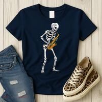 Funny Saxophone Skeleton For Men Women Saxophone Player Sax Women's T-Shirt thumb 3