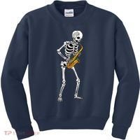 Funny Saxophone Skeleton For Men Women Saxophone Player Sax Kids Sweatshirt thumb 0