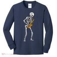 Funny Saxophone Skeleton For Men Women Saxophone Player Sax Kids Long Sleeve Shirt thumb 0