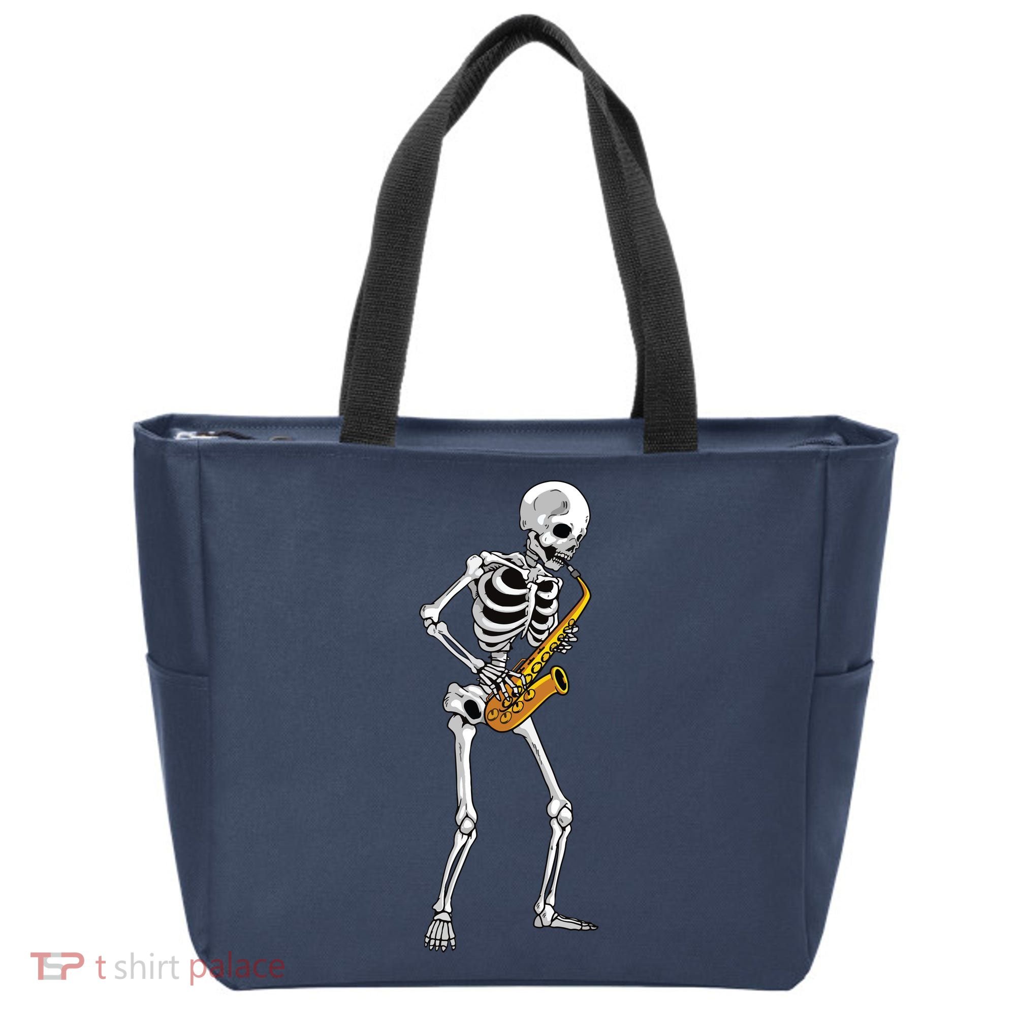 Funny Saxophone Skeleton For Men Women Saxophone Player Sax Tote Bag