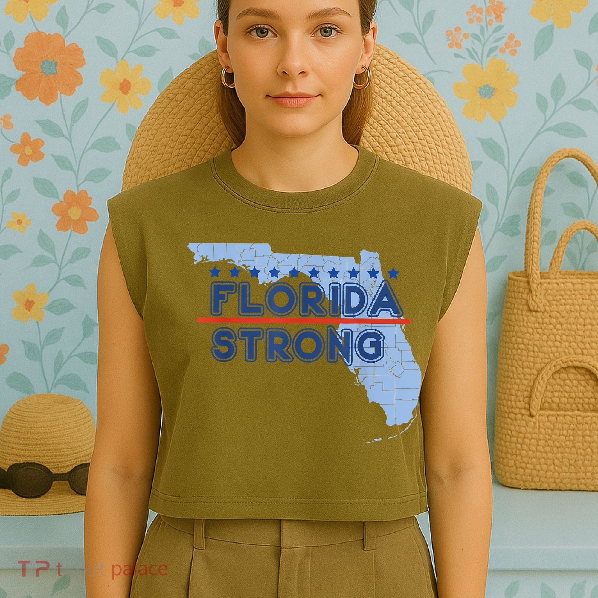 Florida Strong Support Garment-Dyed Women's Muscle Tee