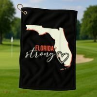 Florida Strong Support With Heart Golf Towel thumb 1
