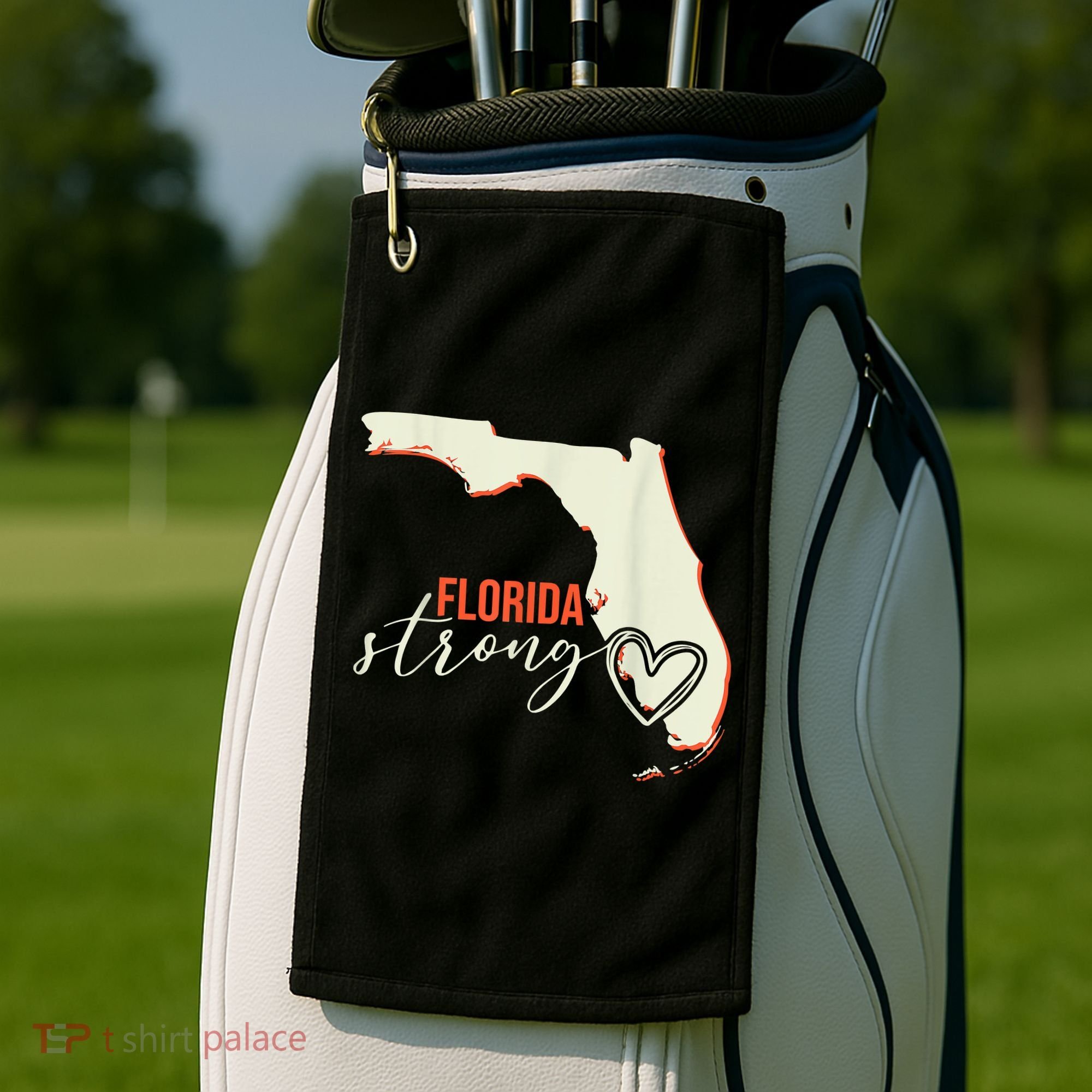 Florida Strong Support With Heart Golf Towel