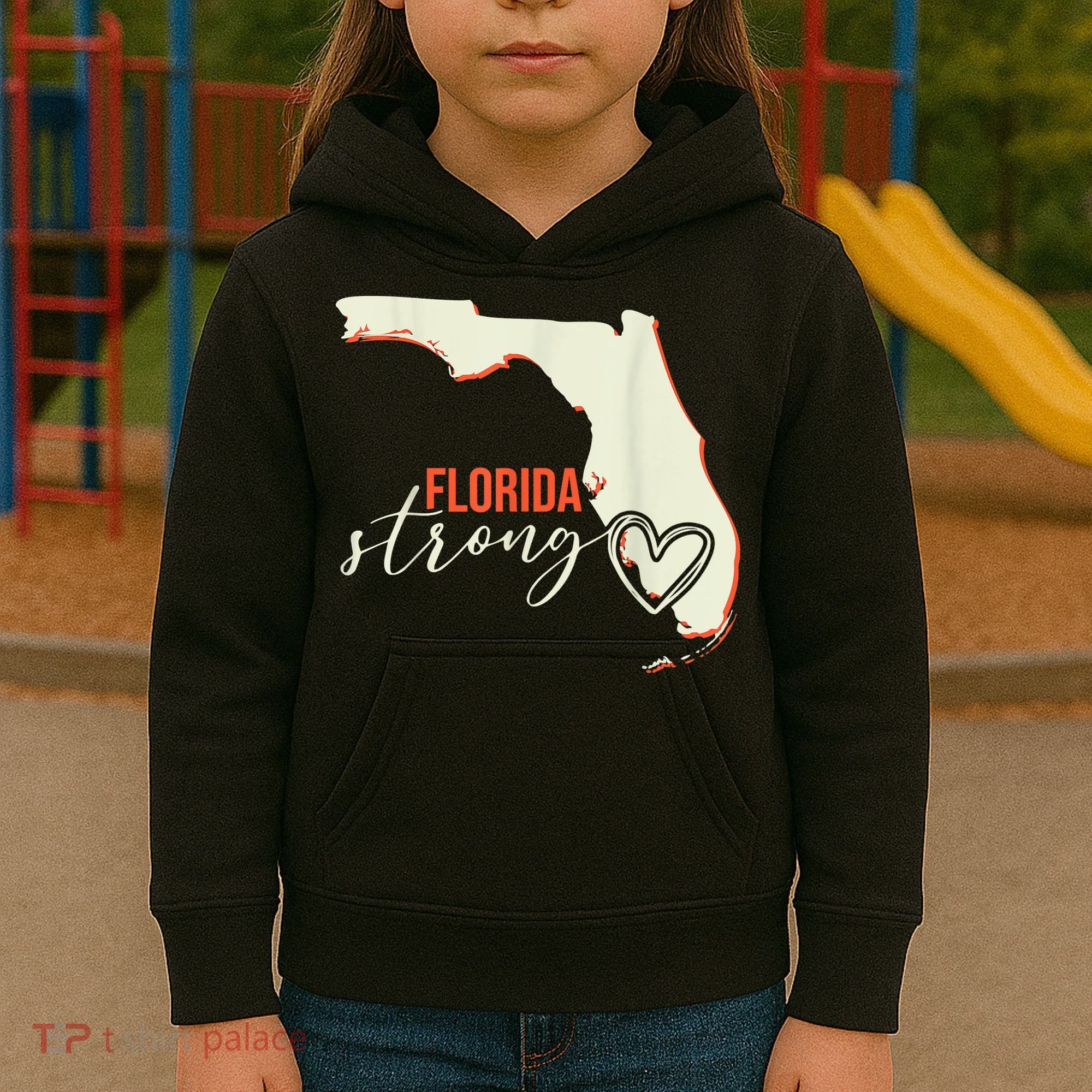 Florida Strong Support With Heart Kids Hoodie