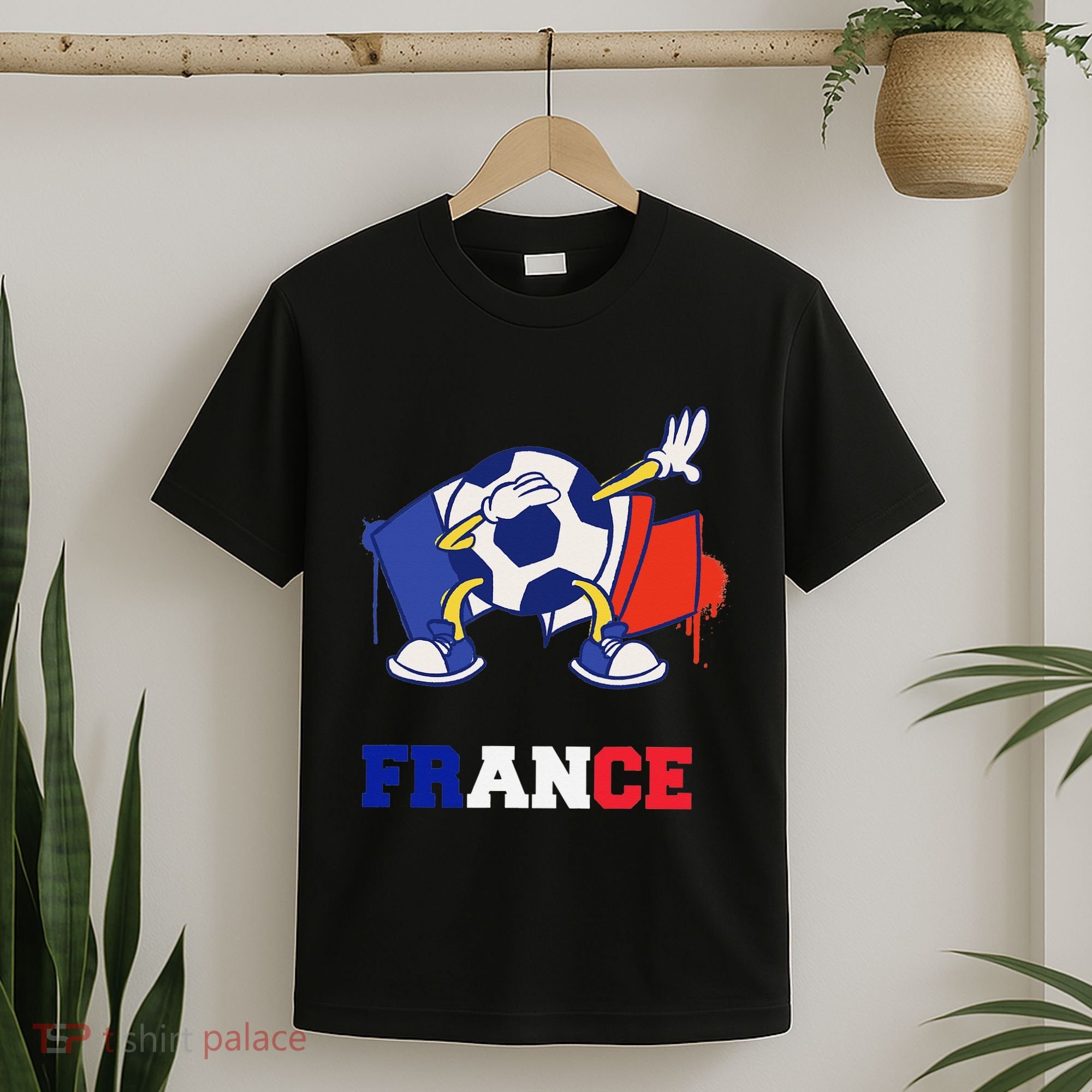 France Soccer Shirt Dabbing Soccer Ball French Flag T-Shirt