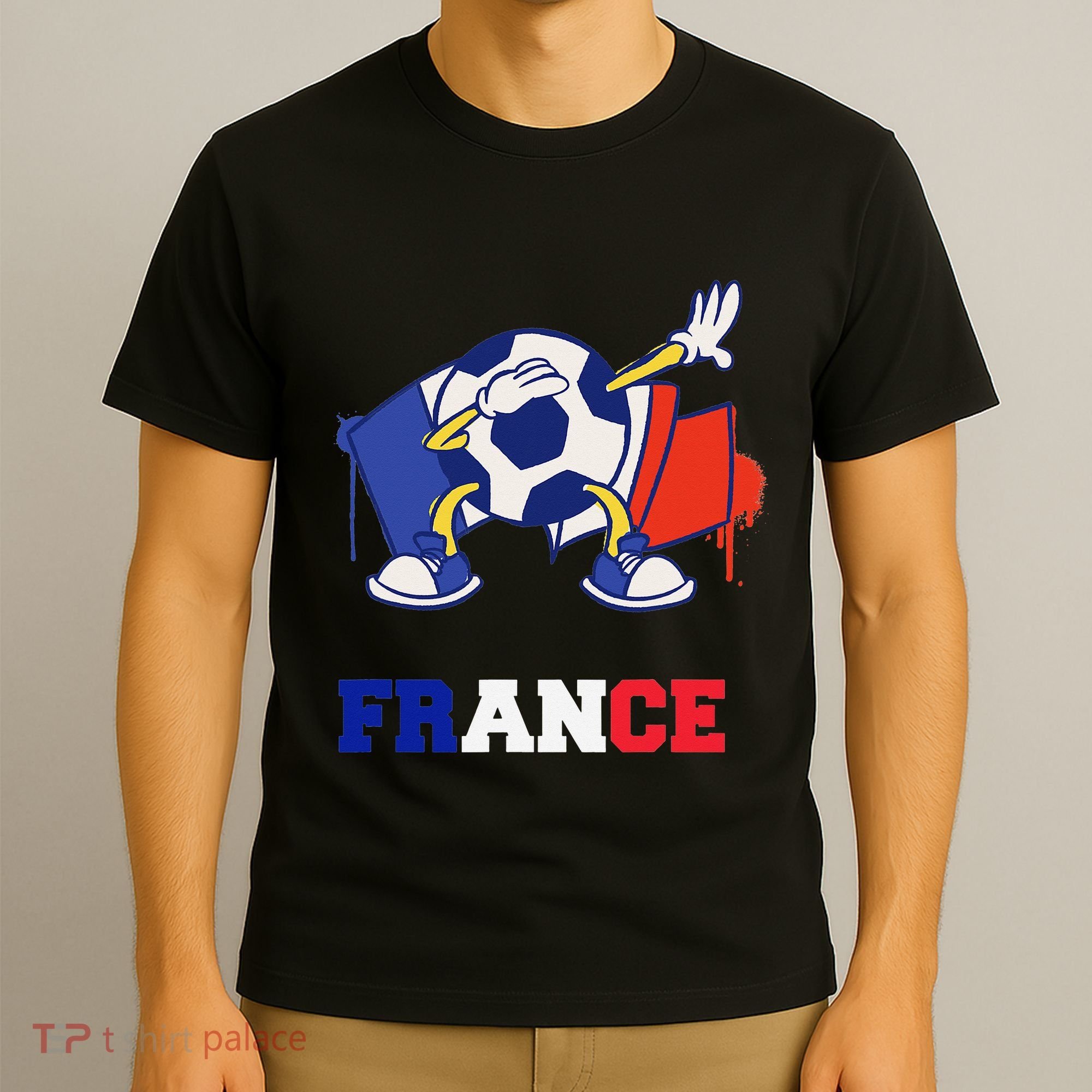 France Soccer Shirt Dabbing Soccer Ball French Flag T-Shirt