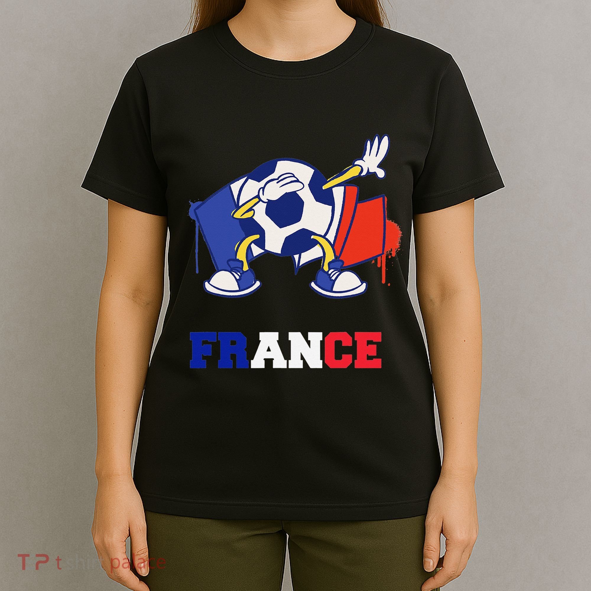 France Soccer Shirt Dabbing Soccer Ball French Flag T-Shirt