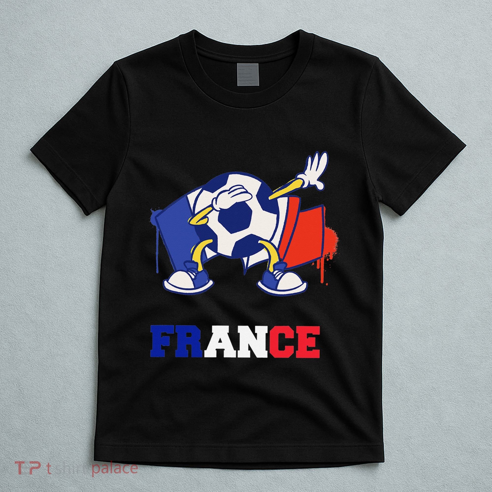 France Soccer Shirt Dabbing Soccer Ball French Flag T-Shirt